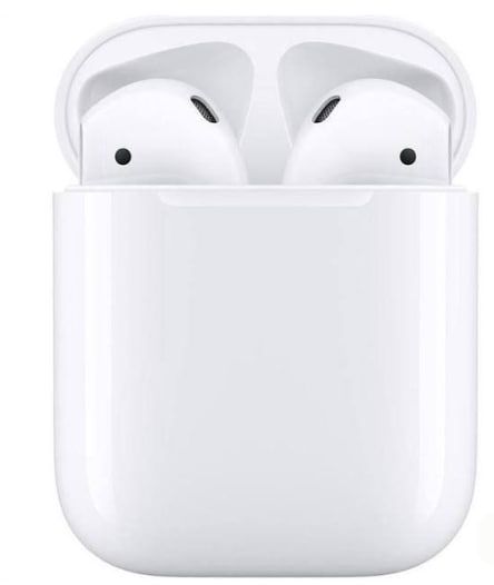   Apple AirPods รุ่นที่ 2 พร้อมเคสชาร์จ ซึ่งเป็นหูฟังที่ใช้ชิป H1 เพื่อการเชื่อมต่อที่รวดเร็วและเสถียรยิ่งขึ้น&nbsp;